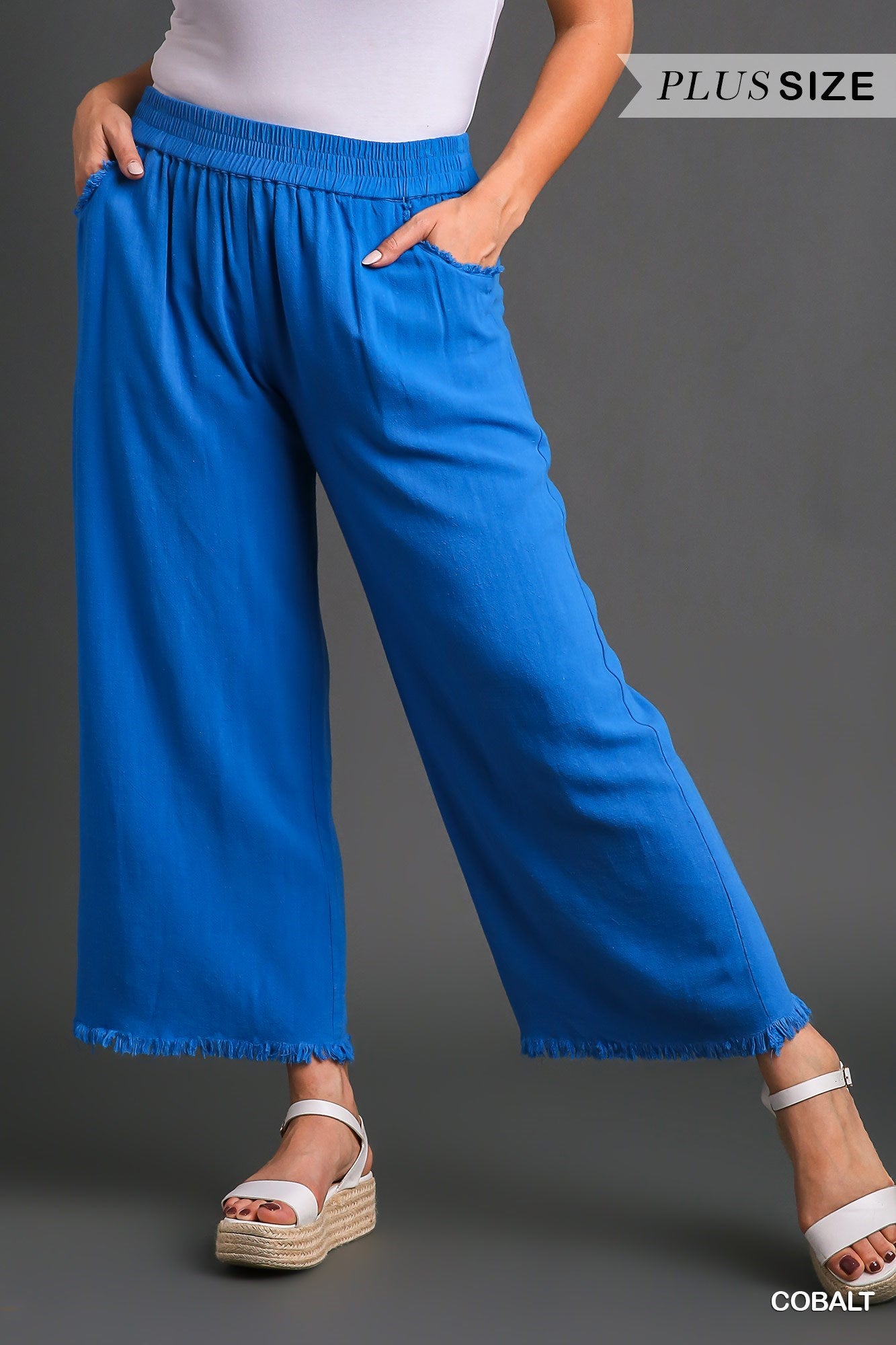 Colbalt Blue Wide Leg Pants in Curvy