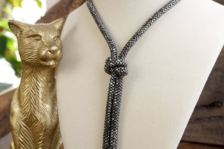 Moonlight Knot – Rhinestone Knotted Rope Tassel Necklace