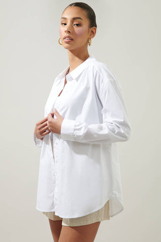 Dream State Oversized Button Down Shirt in White