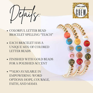 TEACH Letter Gold Bead Bracelet – Thank you teacher Jewelry