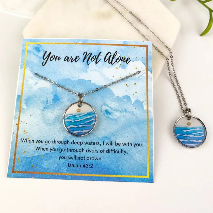 You Are Not Alone Ocean Clay Necklace