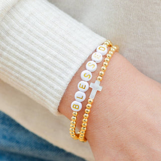 4mm Stretch Beaded Bracelet w/ Cross RESTOCK!