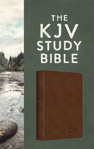 The KJV Study Bible - Chestnut Brown with Fish Engraved