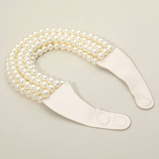 Multi Layered Pearl Beaded Collar Magnetic Necklace - White