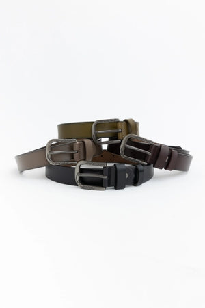 Vintage Washed Leather Belt in Brown