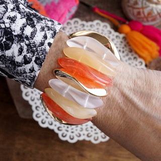 Bold Statement Stretchy Acrylic Bracelet – Neutrals or Pastels