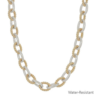 Two-tone chain necklace on a white background