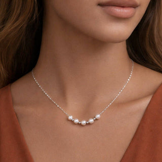 Waterproof Pearl and Silver Beaded Necklace