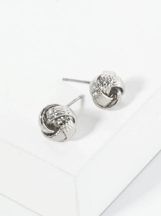 Textured Metal 9mm Love Knot Stud Earrings