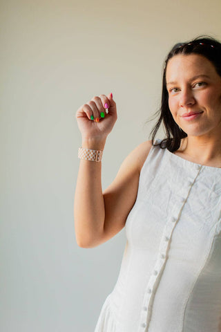 Tan Checkerboard Adjustable Elastic