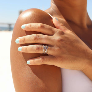 Triple Wave Geometric Ring - 8K Gold PVD Stainless Steel