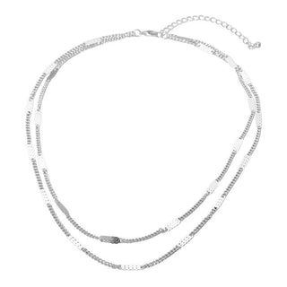 Layered Flat Disc Chain Necklace