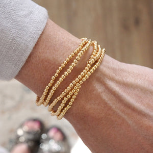 Dainty Gold Beaded Bracelet Stack – Set of 5