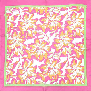 Hawaiian Floral Printed Square Silky Satin Bandana Scarf