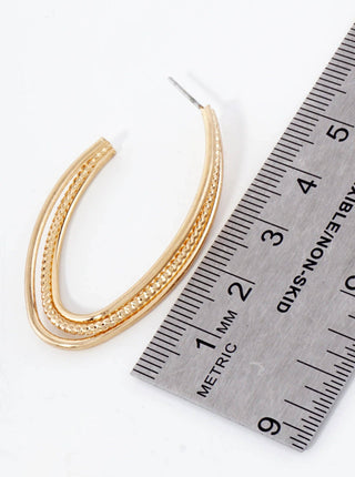 Ball Textured Brass Open Hoop Earrings