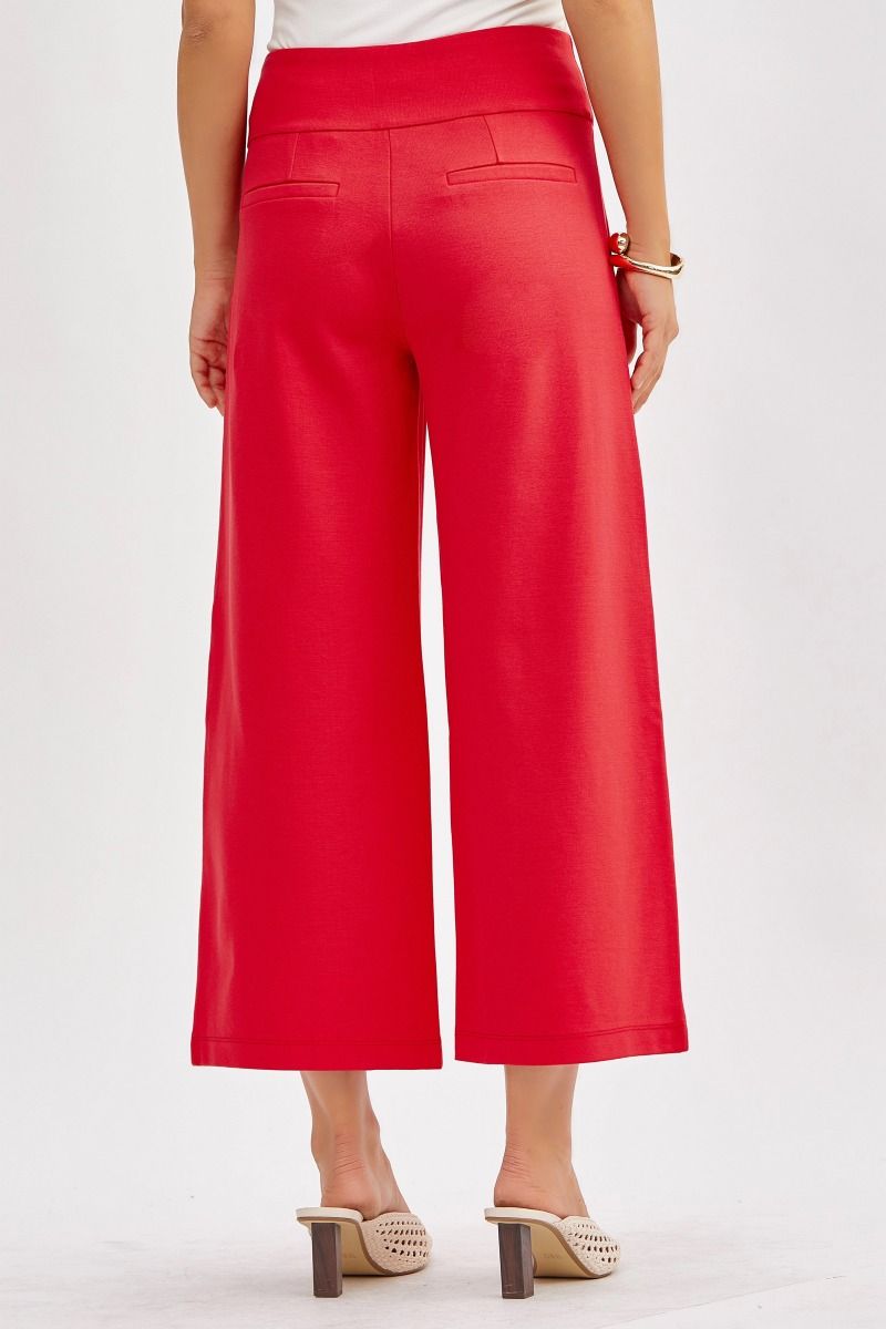 Magic Wide Cropped Pants in Dragon Fruit Red