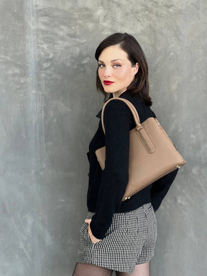 Noreen Satchel Bag with Whipstitch Detail