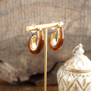 Golden Ember – Sculptural Acrylic Hoop Earrings