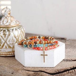 Cross Bracelet Stack Set – Desert Faith Stack - 3 colorways