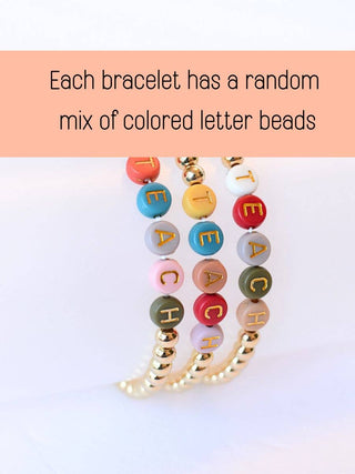 TEACH Letter Gold Bead Bracelet – Thank you teacher Jewelry