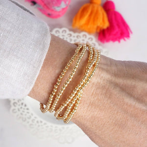 Dainty Gold Beaded Bracelet Stack – Set of 5