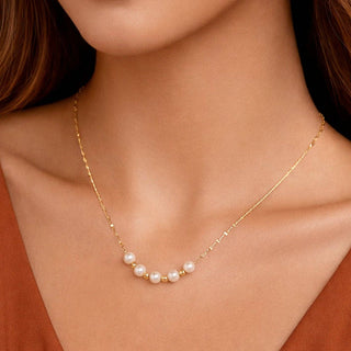Waterproof Gold and Pearl Bead Necklace