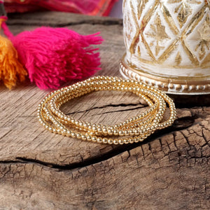 Dainty Gold Beaded Bracelet Stack – Set of 5