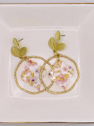 Golden Bloom Leaf Frame Earrings