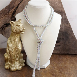 Moonlight Knot – Rhinestone Knotted Rope Tassel Necklace