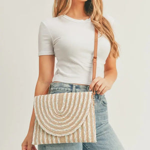 Remi Mixed Color Straw Crossbody/Clutch