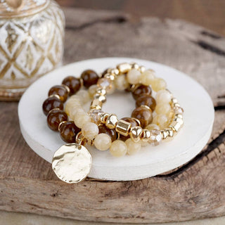 Gilded Sorbet Stack – Set of 3 Stretchy Beaded Summer Bracelets