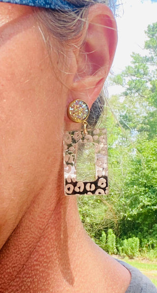 Leopard Luxe Mirror Earrings