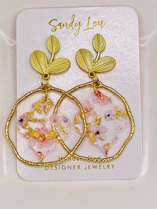 Golden Bloom Leaf Frame Earrings