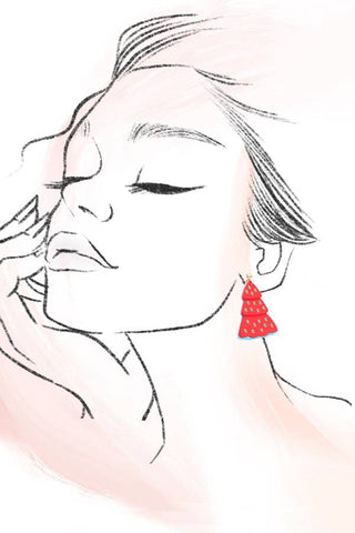 Red Christmas Tree Holiday Earrings