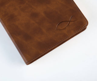 The KJV Study Bible - Chestnut Brown with Fish Engraved