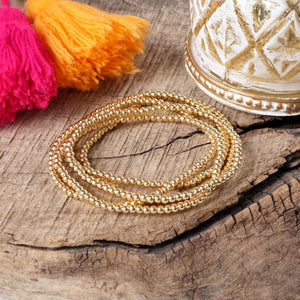 Dainty Gold Beaded Bracelet Stack – Set of 5