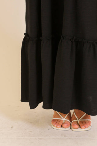 Strapless BoHo Maxi Dress in Black