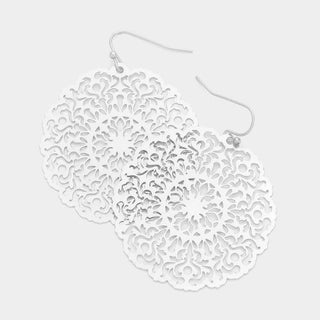 Filigree Brass Metal Dangle Earrings