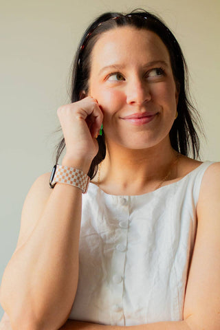 Tan Checkerboard Adjustable Elastic