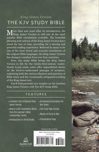 The KJV Study Bible - Chestnut Brown with Fish Engraved