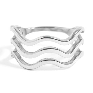 Triple Wave Geometric Ring - 8K Gold PVD Stainless Steel