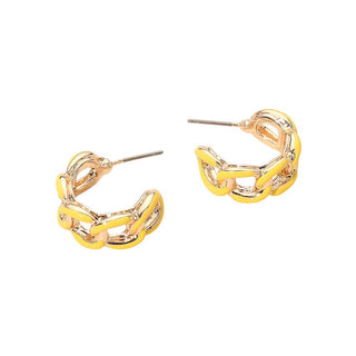 Enamel Chain Hoop Earrings