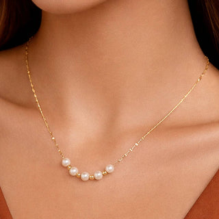 Waterproof Gold and Pearl Bead Necklace