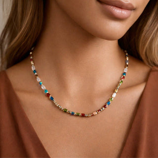 Colorful Beaded Necklace - Waterproof and Tarnish Resistant