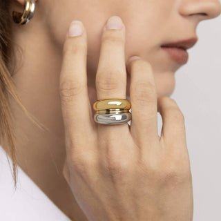 Mixed Metal Statement Huggie Earrings
