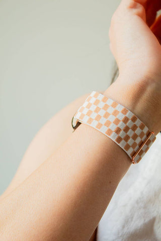 Tan Checkerboard Adjustable Elastic