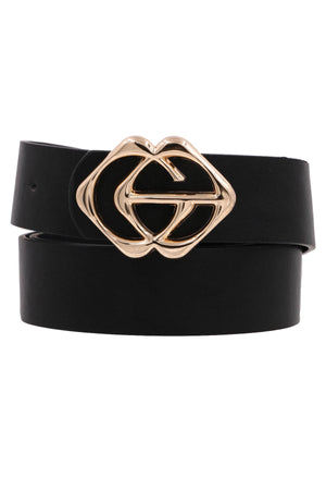 Faux Leather Belt with Diamond Shaped Buckle
