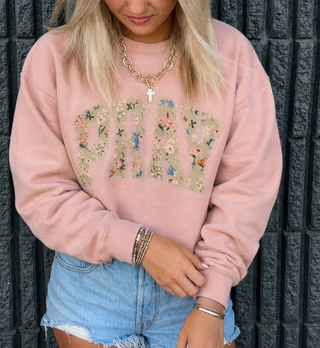 Peach Pray Christian Faith Sweatshirt 