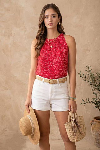 Polka Dot Sleeveless Blouse in
