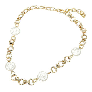 Pearl Disc Station Chunky Chain Necklace